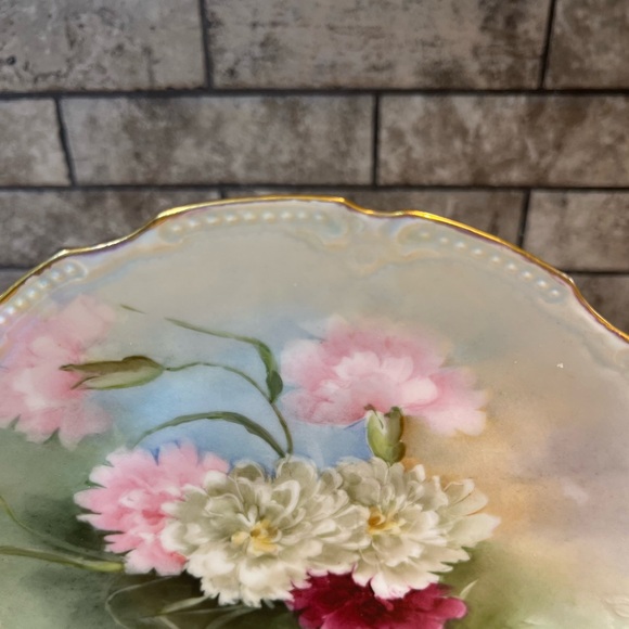 Gorgeous Hand Painted Limoges France Floral Plate Scalloped Embossed Edge 8.75” - Picture 2 of 5